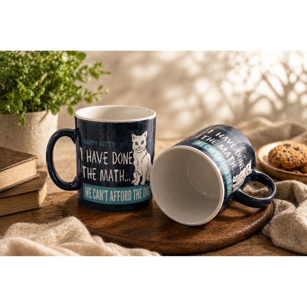 Funny Cat Ceramic Coffee Mug I Have Done The Math We Can't Afford The Dog 4 Inch